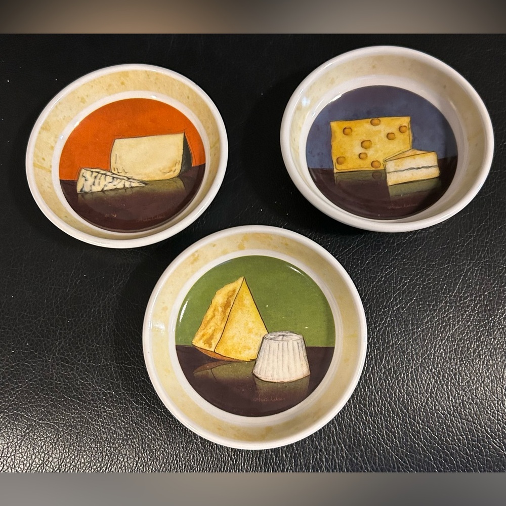 Set of 3 Cheese Appetizer Sauce Plates, Dipping Bowls by Cypress Home